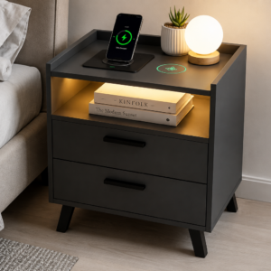 Smart Bedside Table with Wireless Charger